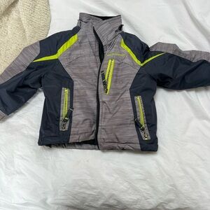 Weatherproof Kids Jacket in Gray and Neon Yellow